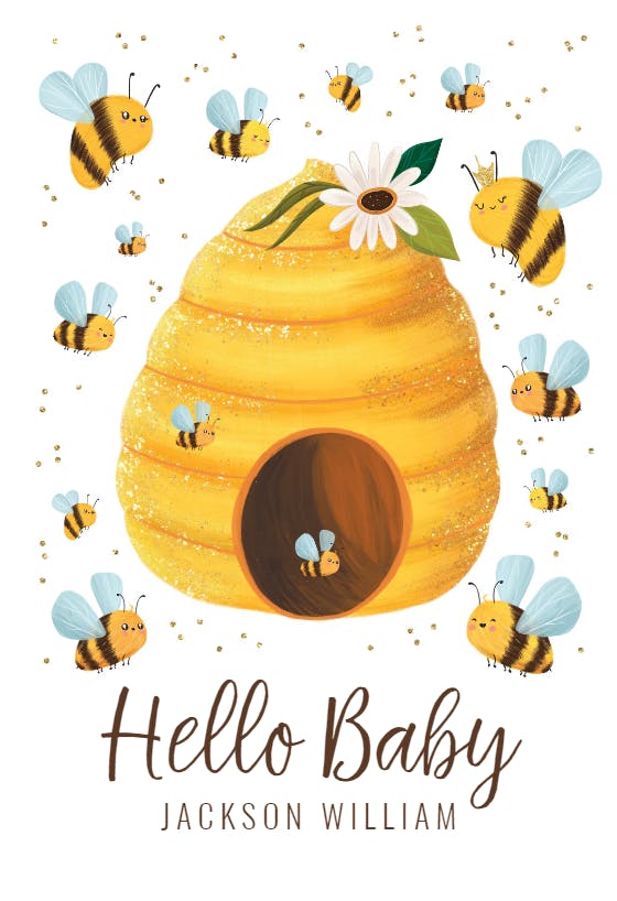New bee hive -  baby shower & new baby card