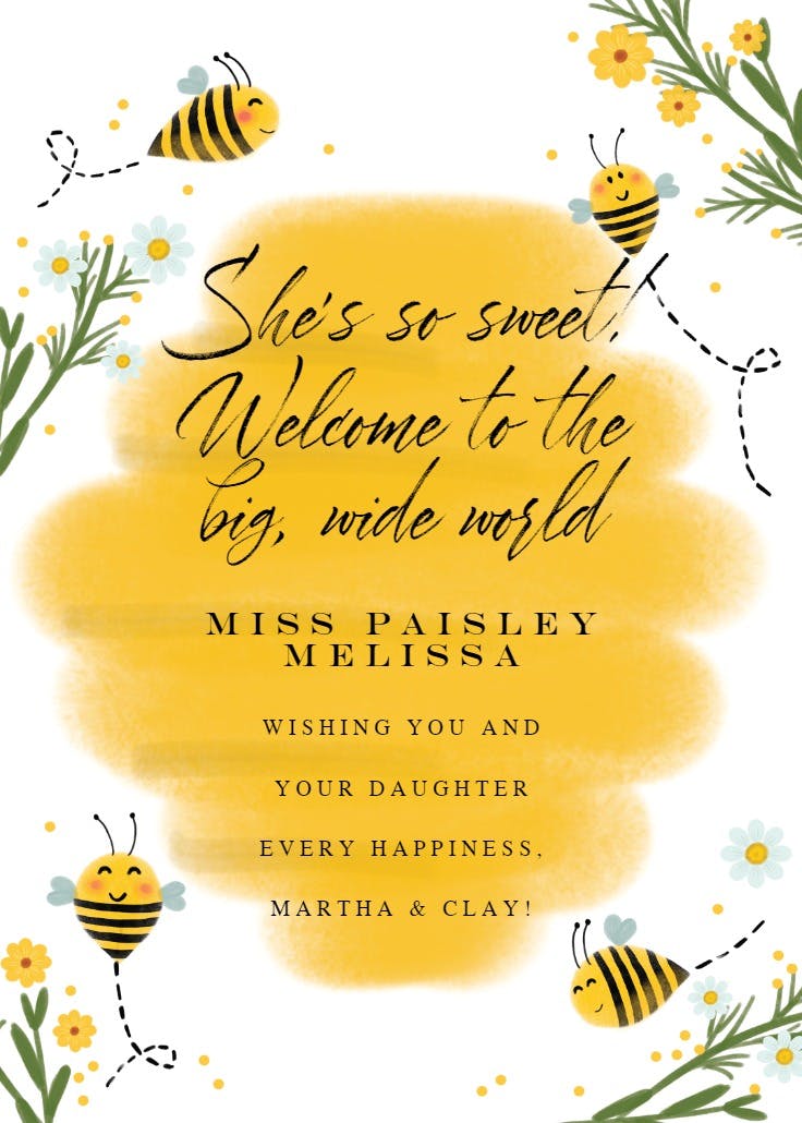 New little honey - baby shower & new baby card