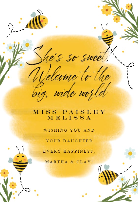 New little honey -  baby shower & new baby card