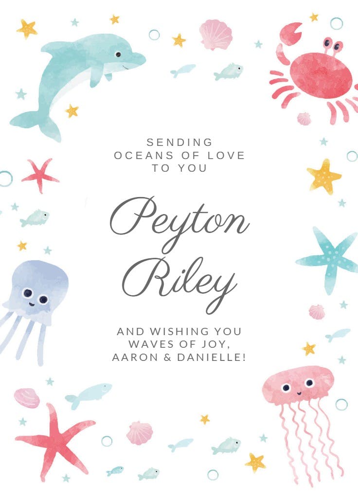 Oceans of love - baby shower & new baby card