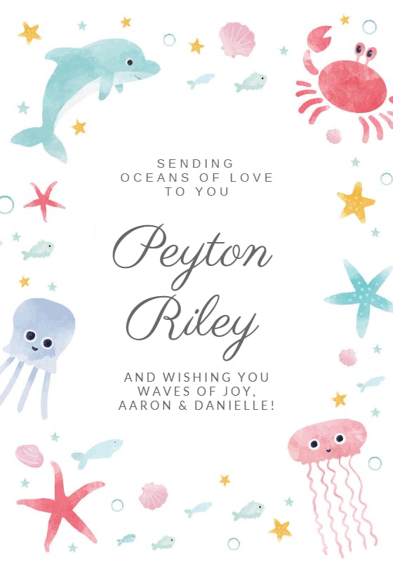 Oceans of love -  baby shower & new baby card