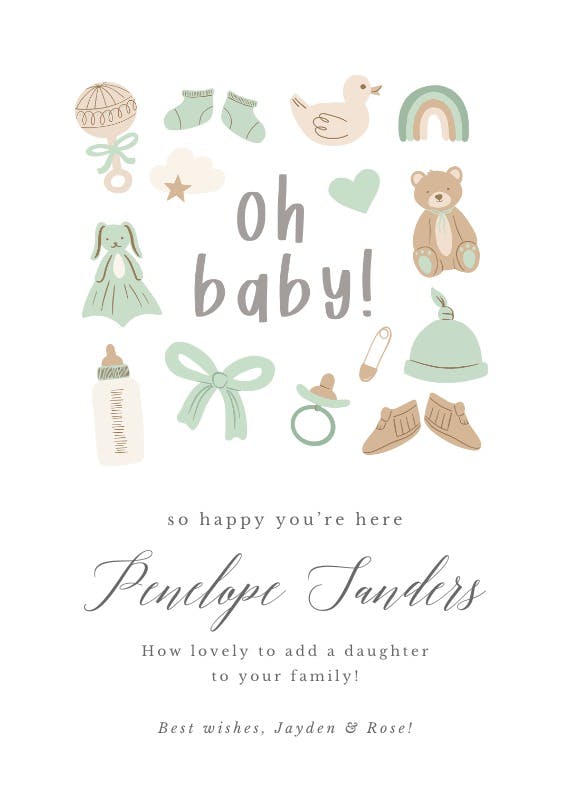 Oh baby -  baby shower & new baby card