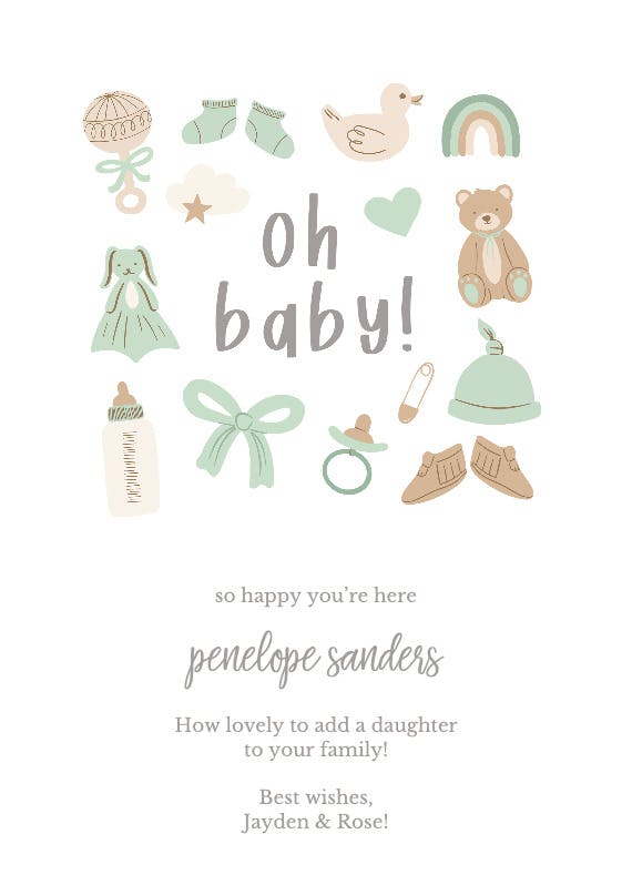 Oh baby - baby shower & new baby card