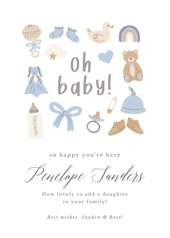 Oh baby -  tarjeta de recién nacido