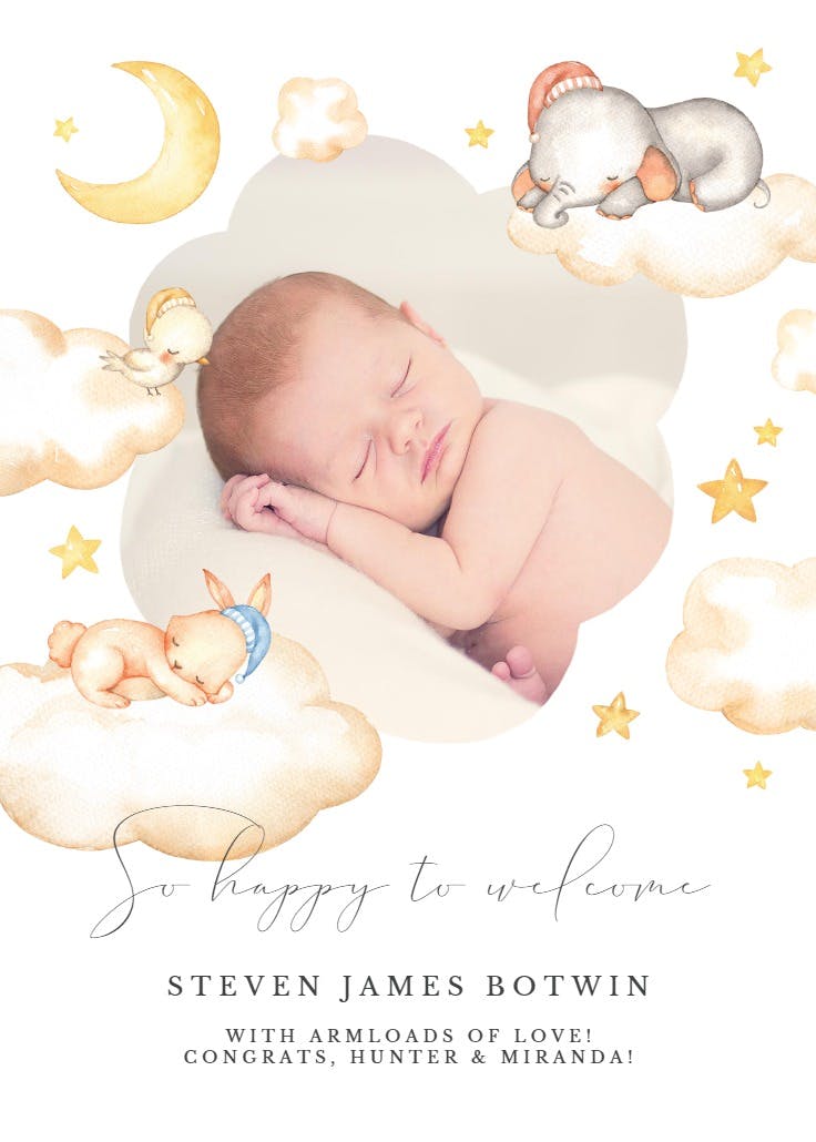 On cloud 9 - baby shower & new baby card