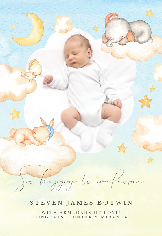 On Cloud 9 - Baby Shower & New Baby Card | Greetings Island