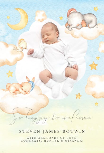 On Cloud 9 - Baby Shower & New Baby Card | Greetings Island