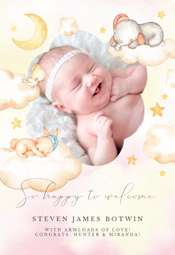 On cloud 9 -  baby shower & new baby card