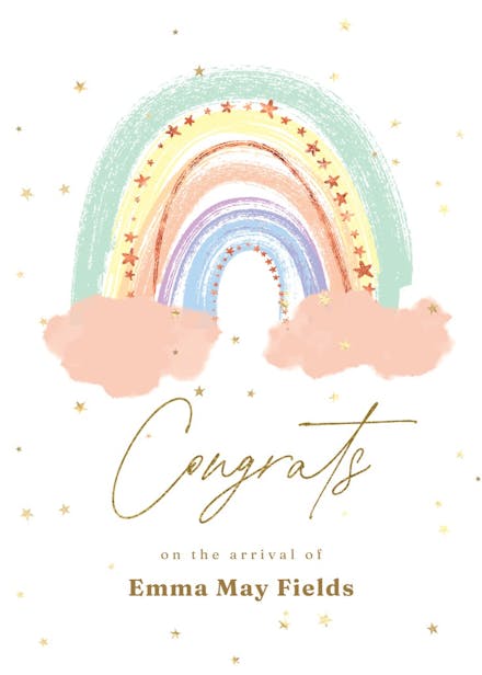 Pastel rainbow - baby shower & new baby card