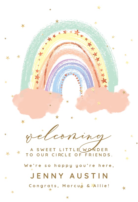 Pastel rainbow -  tarjeta de recién nacido