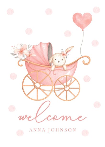 Pink teddy - baby shower & new baby card