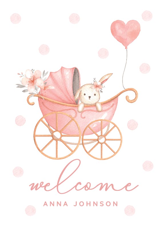 Birth New Born Baby Girl Card Pram Congratulations SIMON ELVIN X 22485 