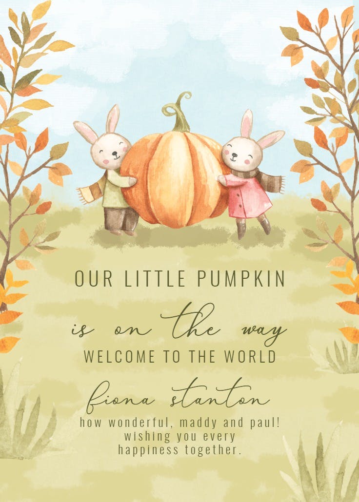 Pumpkin is ready - baby shower & new baby card