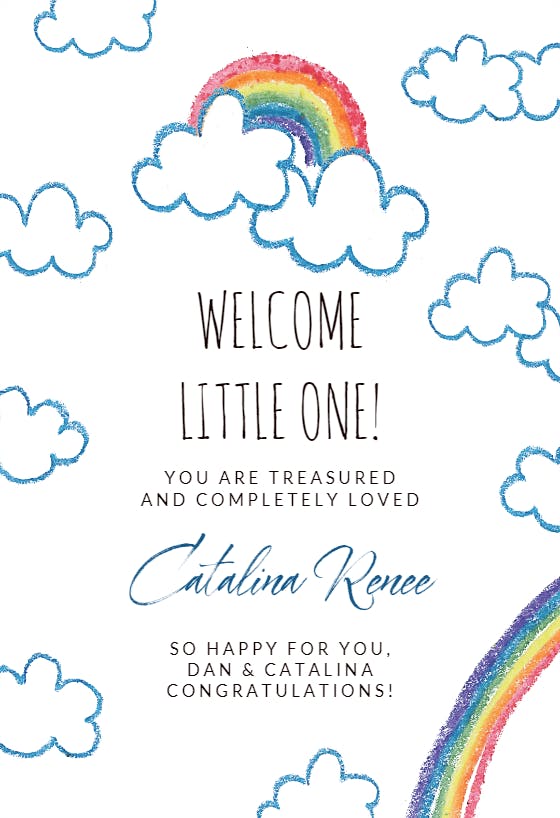 Rainbow -  baby shower & new baby card