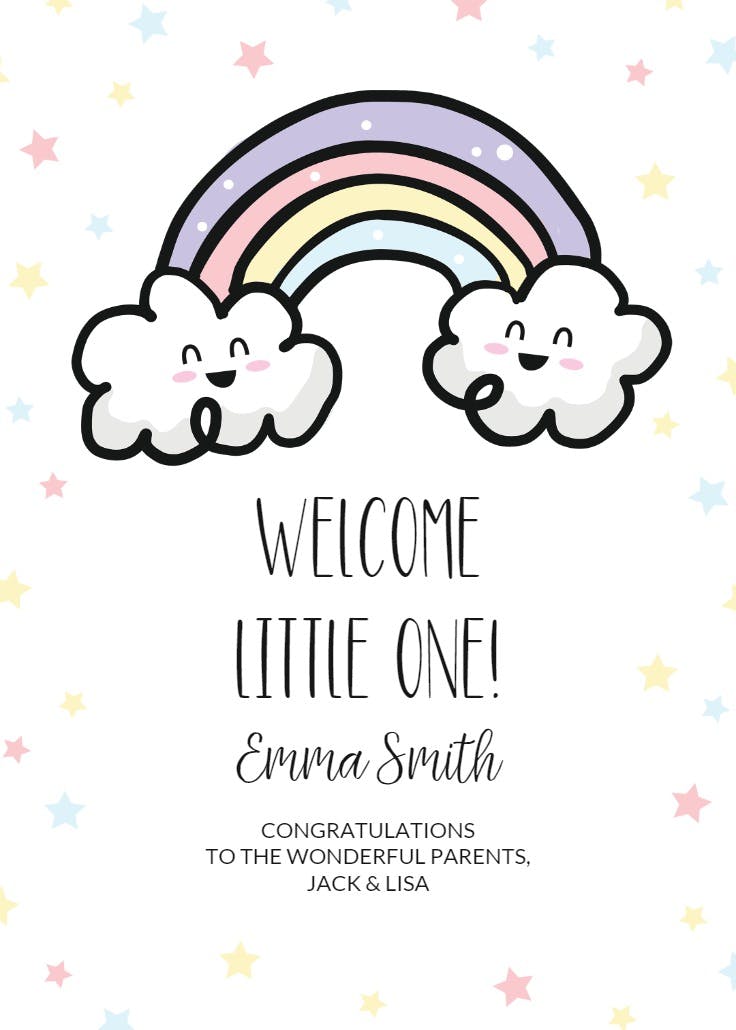 Rainbow clouds - baby shower & new baby card