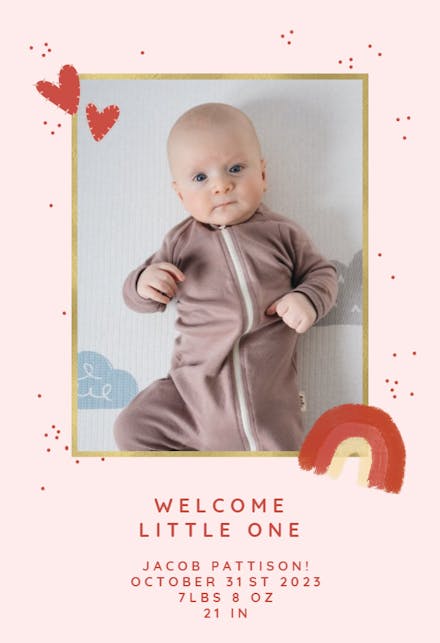 Rainbow in love - Tarjeta De Recién Nacido