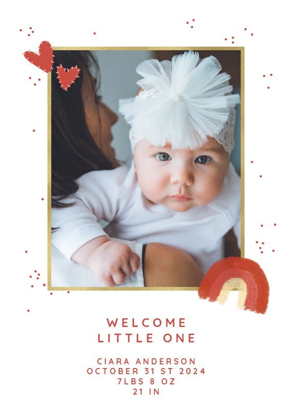 Rainbow in love -  baby shower & new baby card