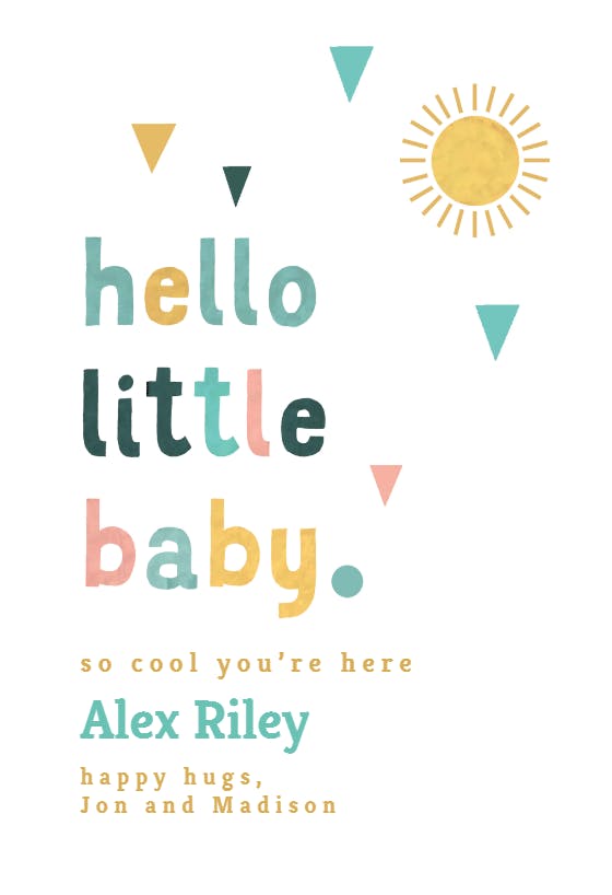 Rainbow letters -  tarjeta de recién nacido