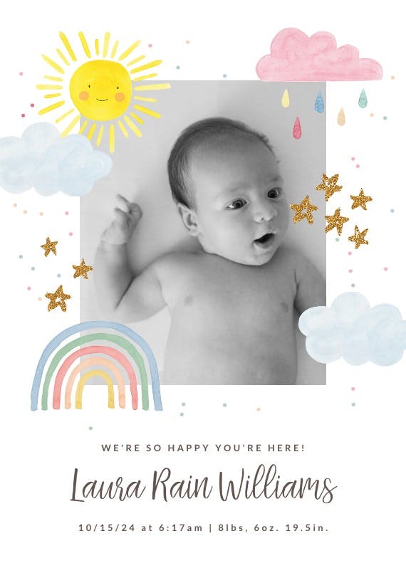Rainbow magic -  baby shower & new baby card