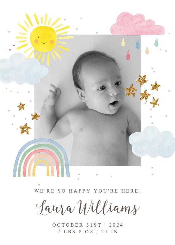 Rainbow magic - baby shower & new baby card