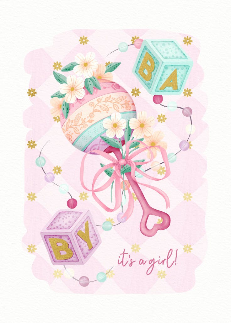 Rattle blocks - baby shower & new baby card