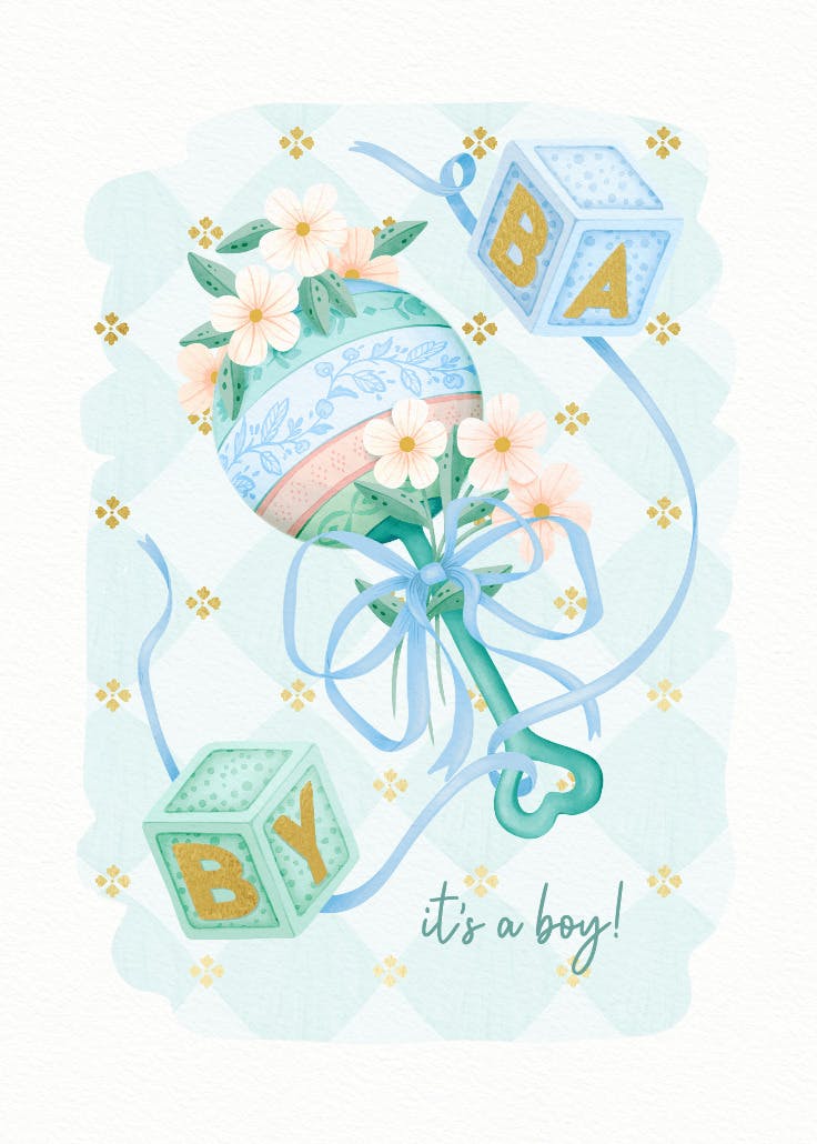 Rattle blocks - baby shower & new baby card