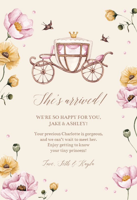 Royal arrival -  baby shower & new baby card