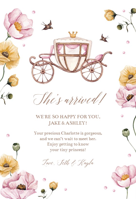 Royal arrival -  baby shower & new baby card