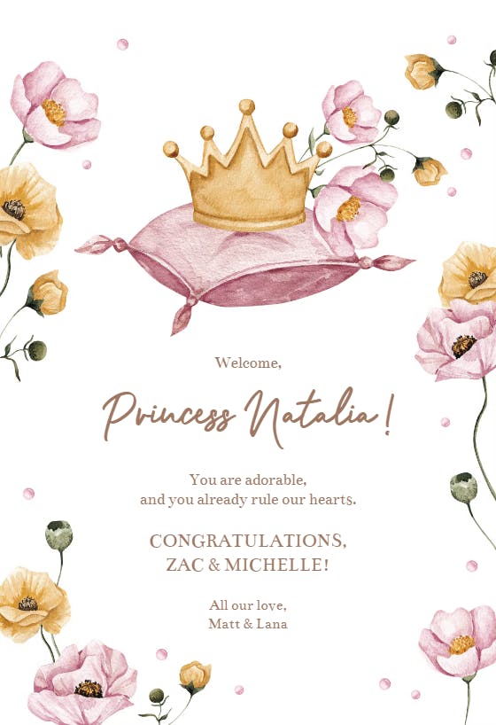 Royal welcome -  baby shower & new baby card