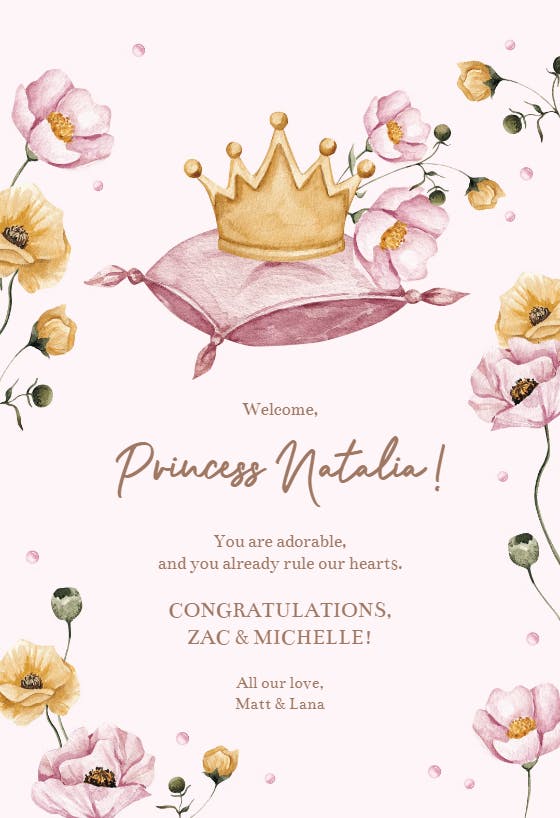Royal welcome -  baby shower & new baby card