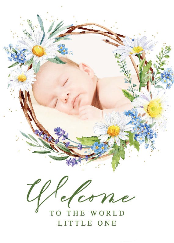 Rustic daisies - tarjeta de recién nacido