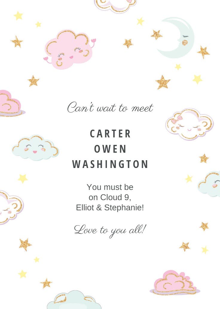 Sky high - baby shower & new baby card