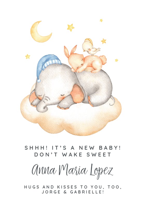 Sleepytime -  baby shower & new baby card