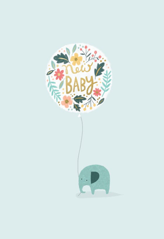 Small elephant -  tarjeta de recién nacido