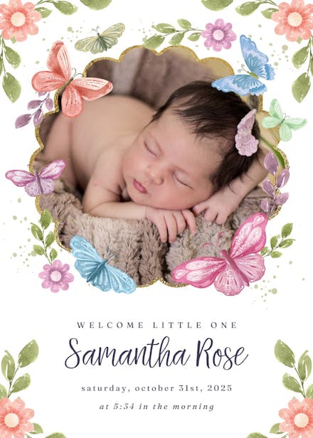 Spring butterflies photo - baby shower & new baby card
