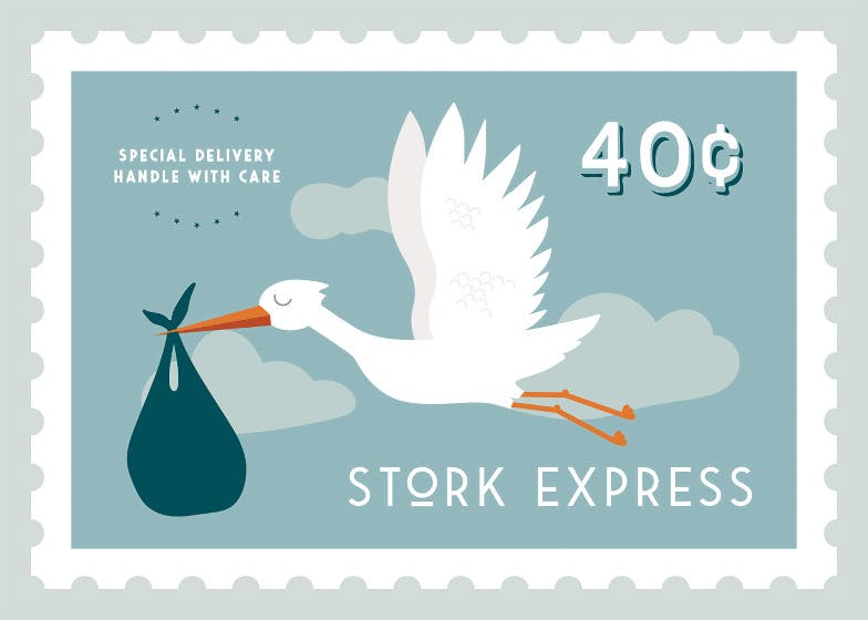 Stork express - baby shower & new baby card