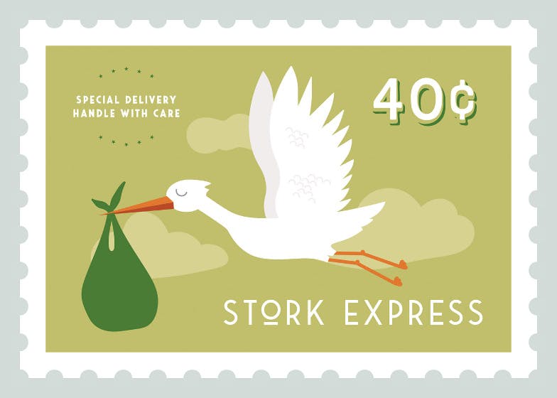 Stork express - baby shower & new baby card