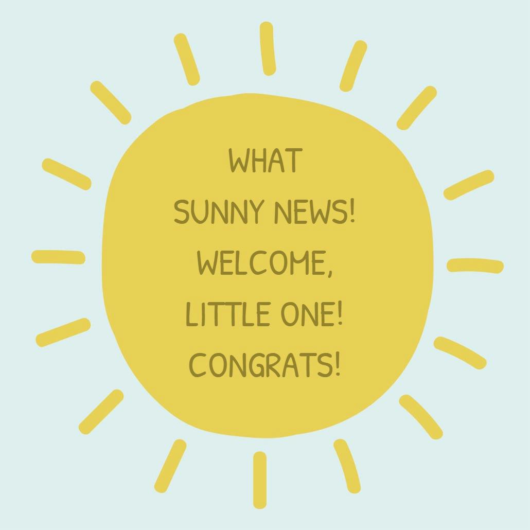 Sunny news - baby shower & new baby card