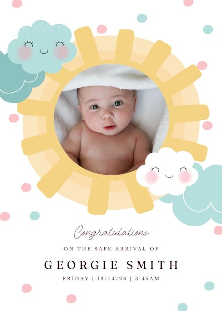 Sunshine - baby shower & new baby card