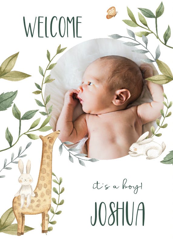 Sweet animal -  tarjeta de recién nacido