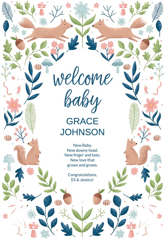 Sweet squirrels -  baby shower & new baby card