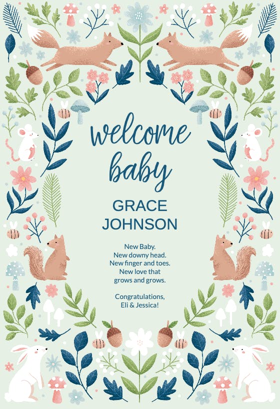 Sweet squirrels -  baby shower & new baby card