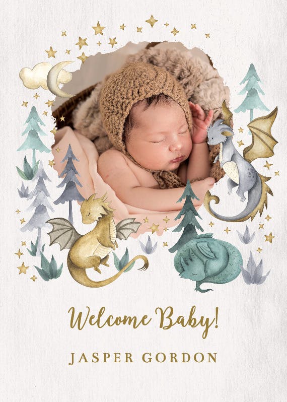 Tamed dinosaurs -  baby shower & new baby card