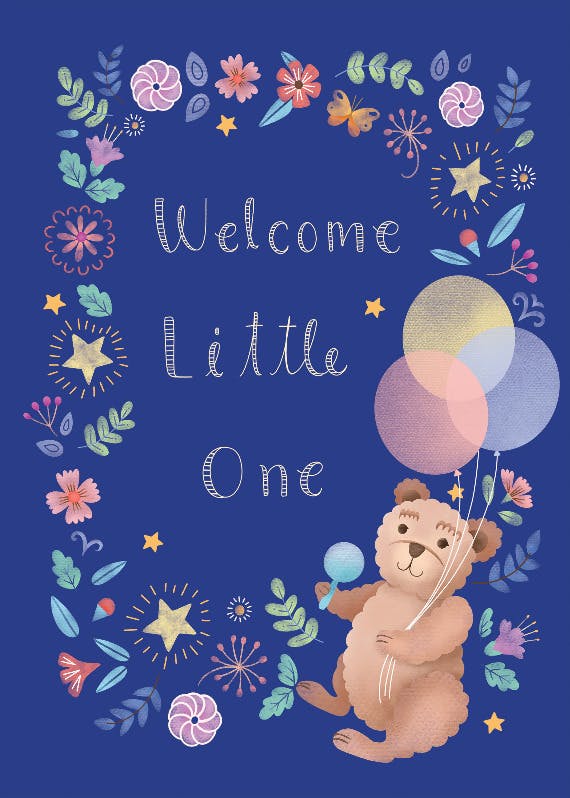 Teddy wreath - baby shower & new baby card