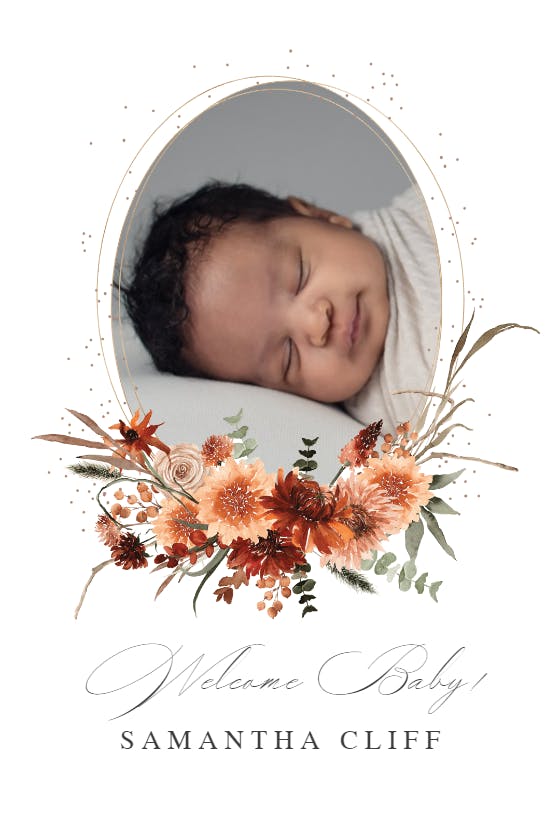 Terracotta flowers - tarjeta de recién nacido
