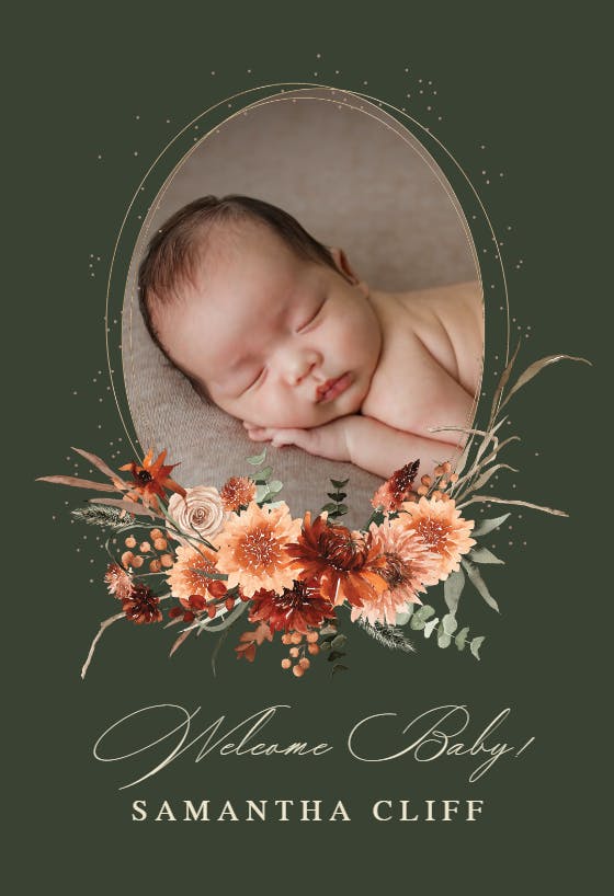 Terracotta flowers - tarjeta de recién nacido