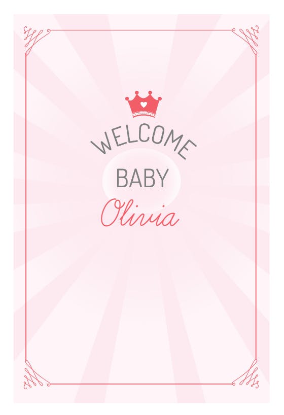 Tiny new princess -  baby shower & new baby card