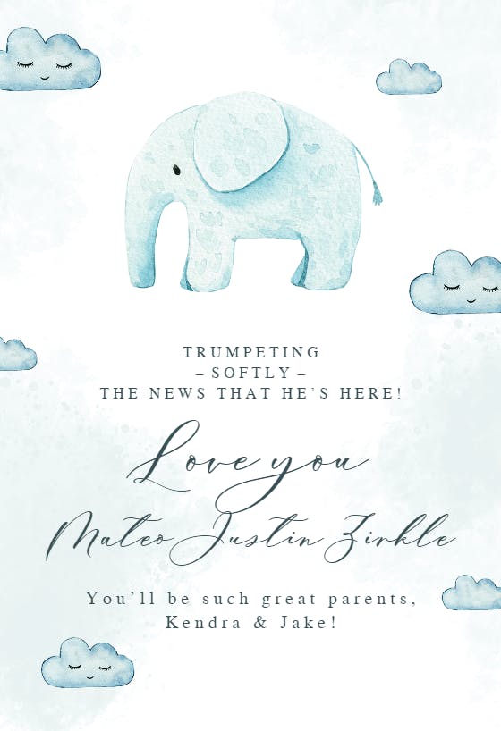 Trunk show -  baby shower & new baby card