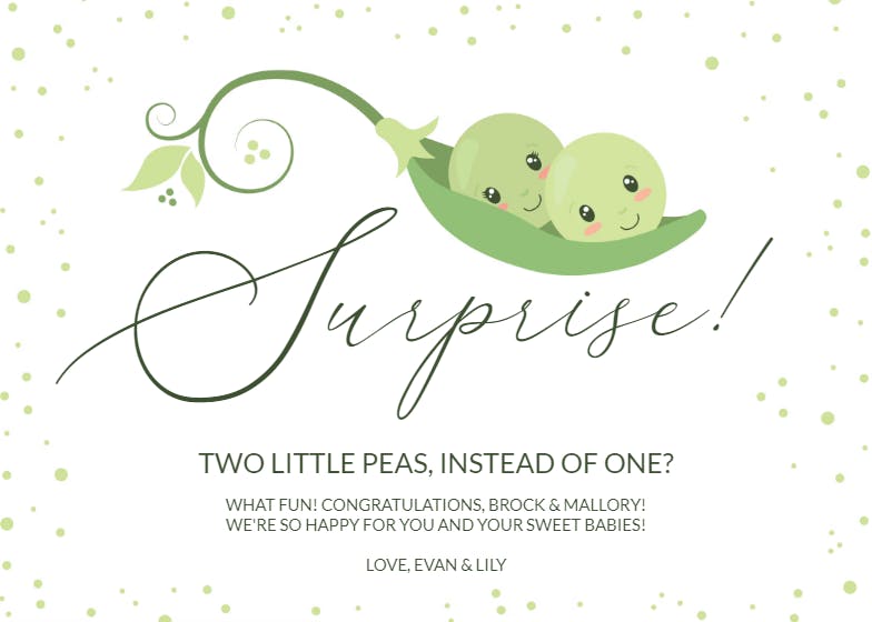 Two sweet -  baby shower & new baby card