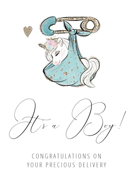 Unicorn express - Baby Shower & New Baby Card